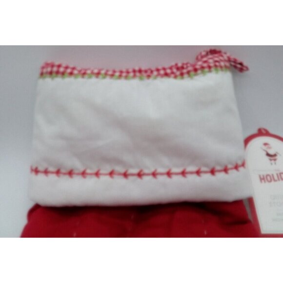 Pottery Barn Kids Aksel Christmas Stocking Gingham Holiday Quilted Red - Picture 11 of 12